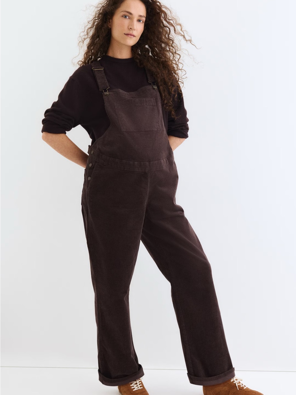 Maternity Dark Brown Corduroy Overalls